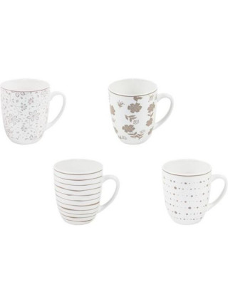 Набір чашок Ardesto Ravenna, 4шт., 360мл, порцеляна, біло-бежевий