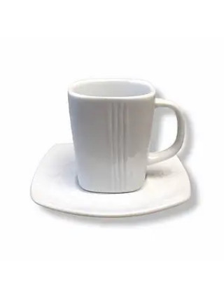 Чашка для кави 100 мл Helios HoReCa з блюдцем, квадрат. 