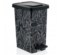 Відро для сміття з малюнком DECOR Slim 15л лаврове листя на чорному leav 165
