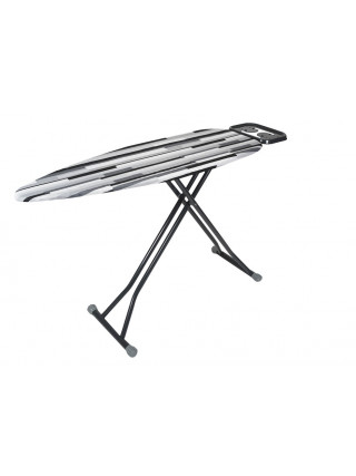 Дошка для прасування цільнометалева CLOUD 118*40 см, з розеткою (смуги чорно-сірі)