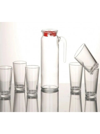 Набір глечик з кришкою Pasabahce  Сара 1л+6шт склянок д/води v-200 мл (под.уп.)