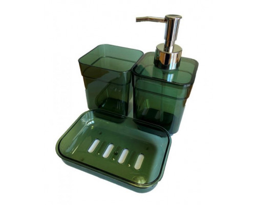 Набір аксесуарів для ванної кімнати Eco Fabric CUBE (3 предмета), прозорий зелений 