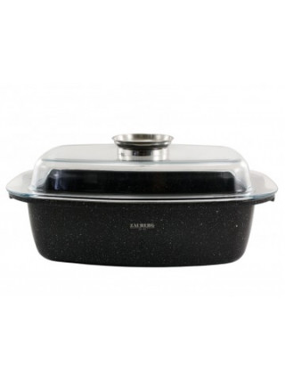 Гусятниця алюмінієва Zauberg МАРМУР 5,5 л., 32*22 см. із скляною арома-кришкою