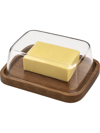 Маслянка Ardesto Midori 15х10.8х7.5см,боросилікатне скло, дерево, прозорий