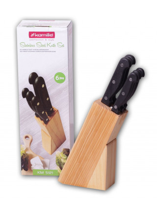 Набір ножів Kamille 6 пр., дерев'яна колода