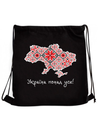 Рюкзак для взуття Вишиванка  35*40 см чорний габардин