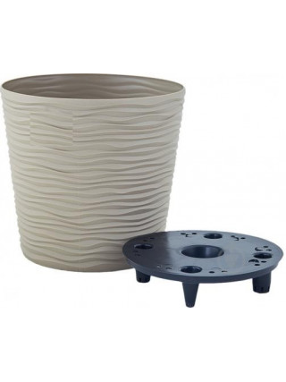 Вазон "Ф'южн" зі вставкою низький d-30*28,5 см. (какао)