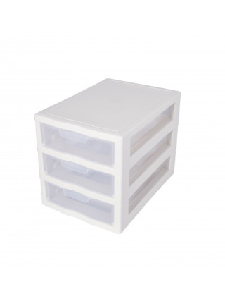 Комод міні 3 яруси 20*19*27 см., дитячий (біла троянда/прозорий) 
