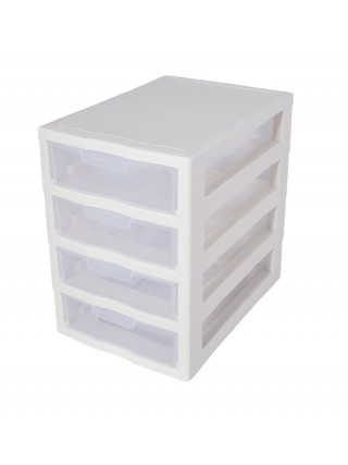 Комод міні 4 яруси 27*19*27 см., дитячий (біла троянда/прозорий)