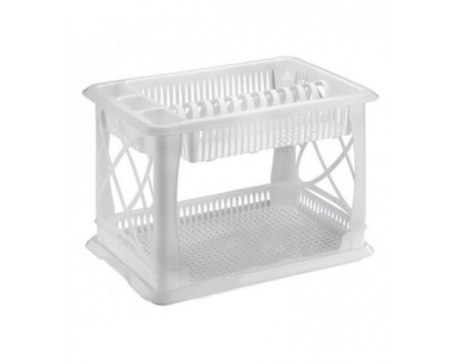 Сушка для посуду пластикова 2-х ярусна Elif Plastic 29*42*29 см. (біла)