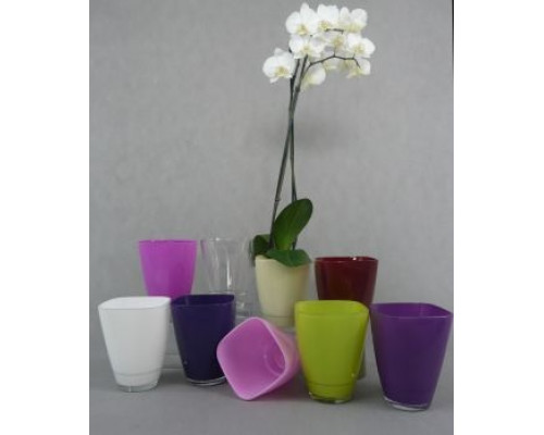 Вазон для орхідей Амаранта 14,5*16,5 см. скляний кольоровий