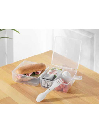 Бутербродниця дитяча Akay plastik, 14,5*13,5*9,5 см.,з приборами( прозорий)