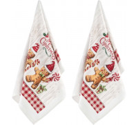 Подарунковий набір рушничків в коробці Ardesto Christmas Gingerbread 38х63см, 2шт, 100% бавовна, червоний