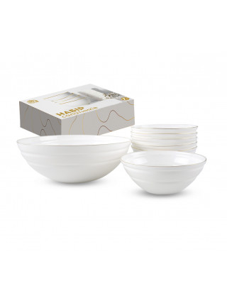 Набір салатників S&T 7шт, золотий кант (1-1,5 л,6-400мл) склокераміка