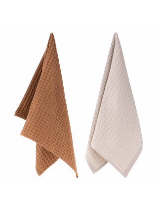 Набір рушників для кухні Ardesto Pique 40x60см, 2шт, 100% бавовна, молочний, коричневий