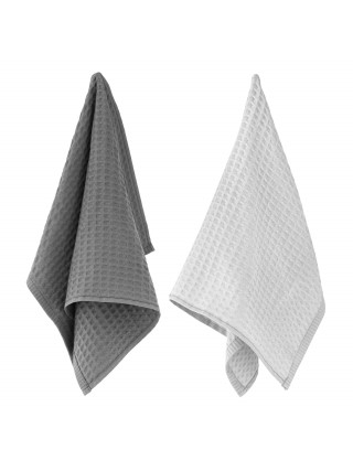 Набір рушників для кухні Ardesto Pique 40x60см, 2шт, 100% бавовна, сірий темний, сірий світлий