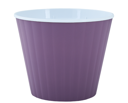 Вазон "Ібіс" з подвійним дном 15,7*13,0 см. (фіолетовий-білий)