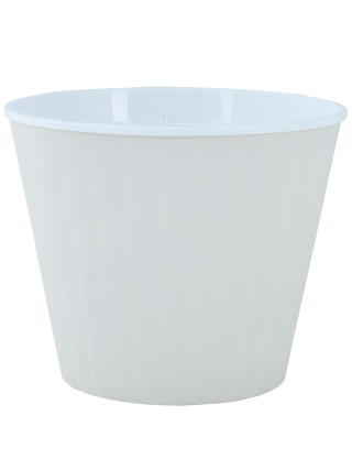 Вазон "Ібіс" з подвійним дном 17,9*14,7 см. (біла троянда-білий)