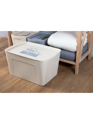 Ящик з кришкою для зберігання Ardesto HouseHold 45.5х31х14см, 13л, пластик PP, бежевий