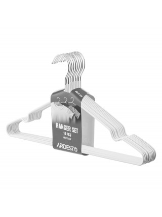 Набір вішаків Ardesto HouseHold 40.5см, 10шт, метал, ПВХ, білий