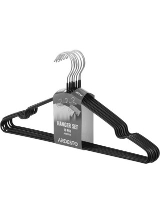 Набір вішаків Ardesto HouseHold 40.5см, 10шт, метал, ПВХ, чорний