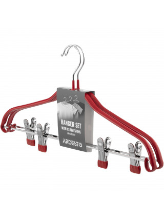 Набір вішаків з прищіпками Ardesto HouseHold 42см, 2шт, метал, ПВХ, червоний