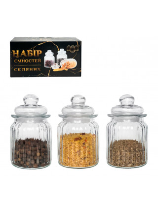 Набір склянних ємностей S&T для сипких продуктів 340 мл 3 шт