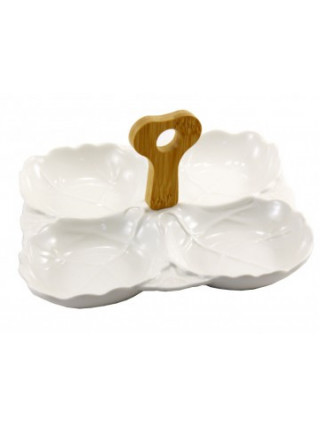 Менажниця 4-х секційна Porcelain on bamboo 22,5 см 