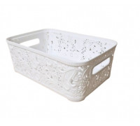 Корзина для побутових речей "Ажур" 4,7 л. (20*30,5*11,5 см.) (біла) без кришки