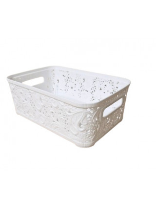 Корзина для побутових речей "Ажур" 4,7 л. (20*30,5*11,5 см.) (біла) без кришки