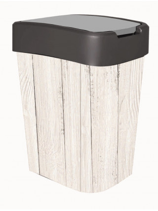 Відро для сміття "Євро" 10 л., з декором (кремовий, Дерево темне)