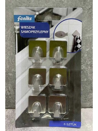 Набір гачків Feniks квадратних металевих 6 шт, .самоклеючих