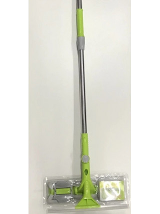 Швабра для миття вікон, нержавіюча телескопічна ручка, 193см, поворотна насадка з міфкрофібри 30*8см