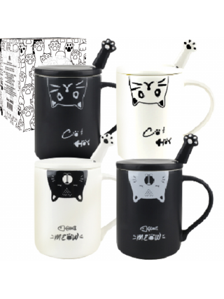 Кружка з кришкою та ложкою 420 мл. S&T Вусатики