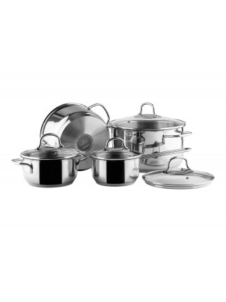 Набір каструль Vinzer Techno 9 пр. (каструля: 1,5 л., 3,4 л., 5,9 л., ківш 1,1 л., підставка)