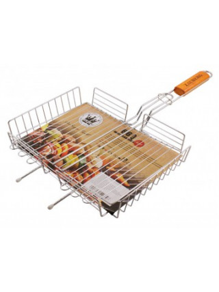 Решітка для грилю глибока Interos 58*34*26*5.5 см мет. з дер/руч 