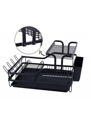 Сушка для посуду Kamille 57,5*35*27,5 см. з алюмінію (чорний)
