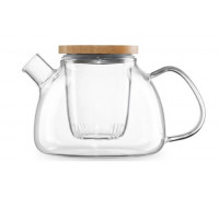 Заварник Ardesto Gemini 1000мл, боросилікатне скло, бамбук, прозорий