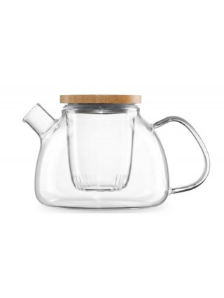 Заварник Ardesto Gemini 1000мл, боросилікатне скло, бамбук, прозорий