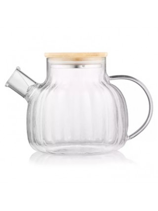 Заварник Ardesto Iceberg 1000мл, боросилікатне скло, бамбук, прозорий