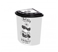 Корзина для білизни кутова 53 л Elif Plastic з малюнком, 40*53*55 см (біла кава) 