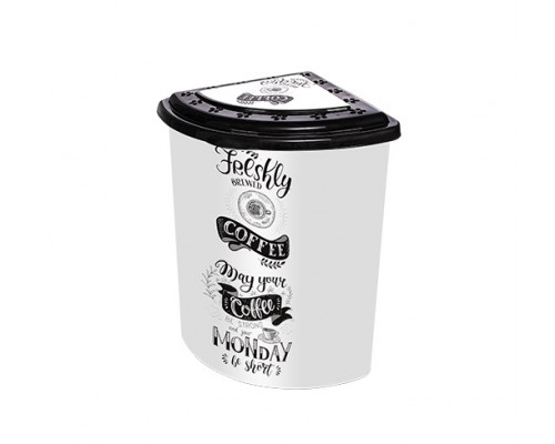 Корзина для білизни кутова 53 л Elif Plastic з малюнком, 40*53*55 см (біла кава) 