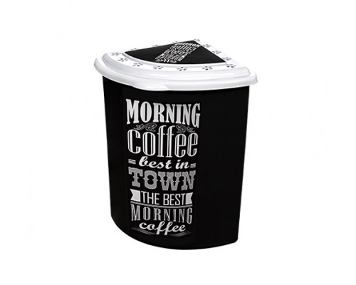 Корзина для білизни кутова 53 л Elif Plastic з малюнком, 40*53*55 см (чорна кава) 