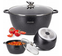 Каструля алюмінієва Kamille 10 л 32*14.5 см з антипригарним покриттям "чорний мармур" і скл. кришкою