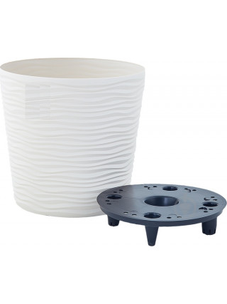 Вазон "Ф'южн" зі вставкою низький d-16*14,5 см. (біла троянда)