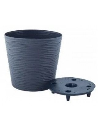 Вазон "Ф'южн" зі вставкою низький d-20*18 см. (граніт)