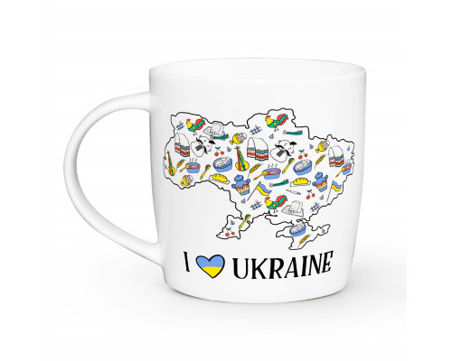 Кружка 360 мл. Kvarta I love Ukraine бочка  + подарункова коробка 