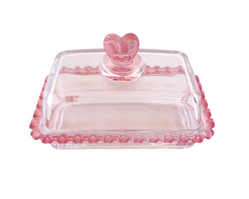 Маслянка скляна Olens "Рожеве Серце" 10,5*16,5*10 см.