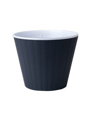 Вазон "Ібіс" з подвійним дном 13,0*11,2 см. (граніт-білий)*11