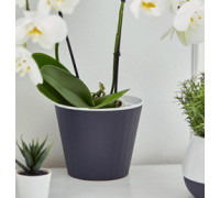 Вазон "Ібіс" з подвійним дном 17,9*14,7 см. (граніт-білий)*9